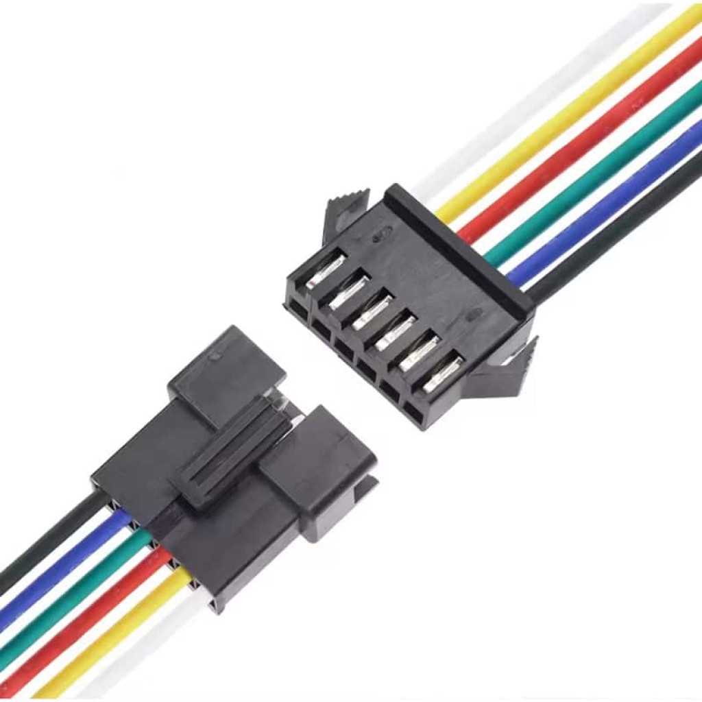 JST SM 6-Pin Connector Set with 30cm 22AWG Cable JST SM 6-Pin Male Female Connector Set 30cm 22AWG