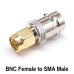 SMA to BNC RF Coaxial Adapter Four Gender Variants SMA to BNC RF adapter assortment with BNC male and female to SMA male and female connector configurations
