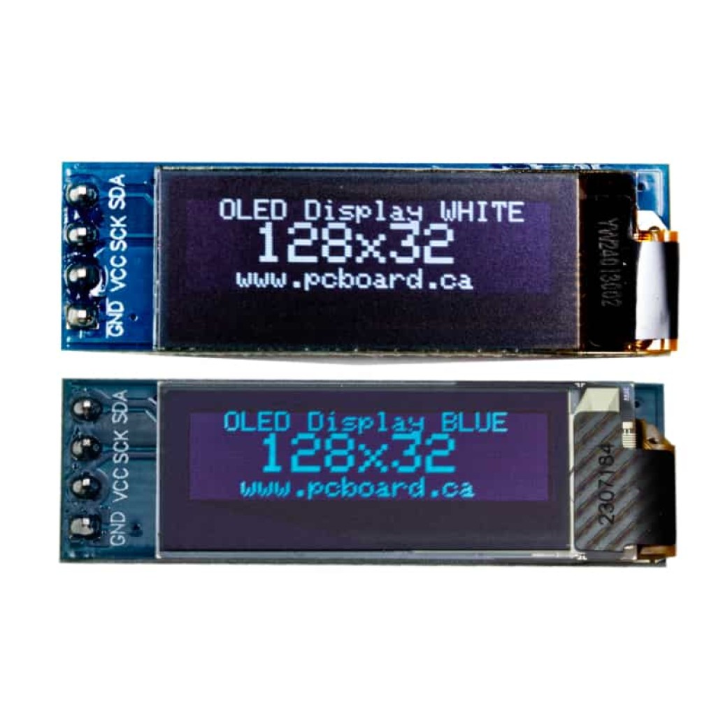 128x32 OLED Display with I2C Interface - Blue or White | PCBoard.ca