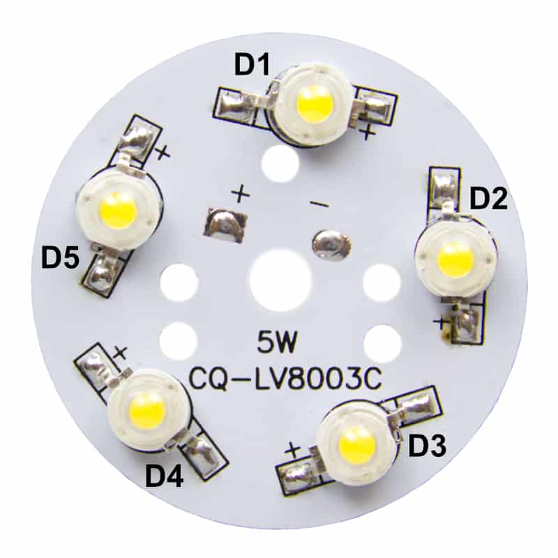 Circular 5-LED Bead Board 1, 3 and 5 watt LEDs
