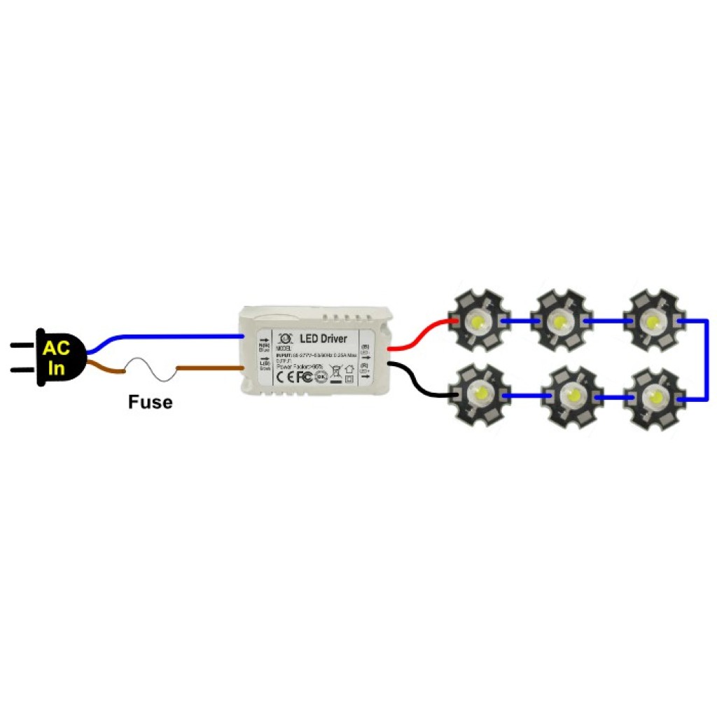 3 watt 110V AC LED Driver for 310 High Power 3 watt LEDs PCBoard.ca