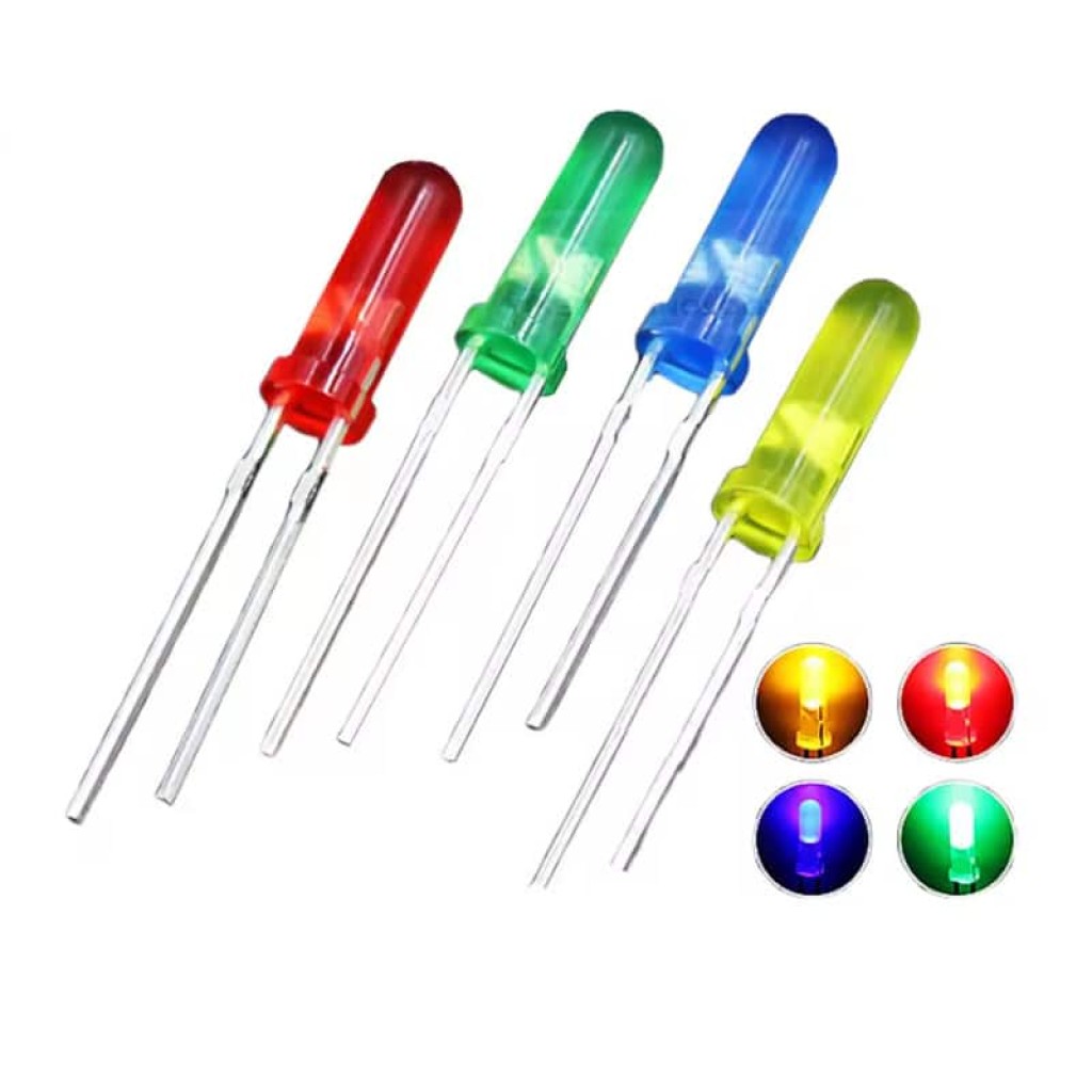 3mm Tower LEDs 10mm Height Pack of 10 Pack of 10 3mm tower LED indicator lamps 10mm height in red green blue and yellow