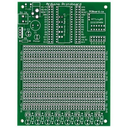 Ardunio Prototype Board for Arduino Nano or ATTiny85