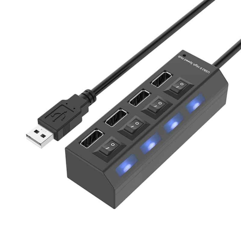 4 Port USB Hub with On/Off Switches