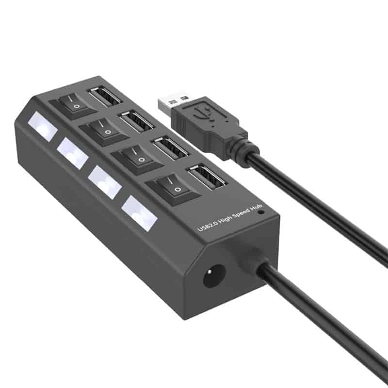4 Port USB Hub with On/Off Switches