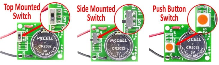 CR2032 Battery Holder Board with Switch Options Example
