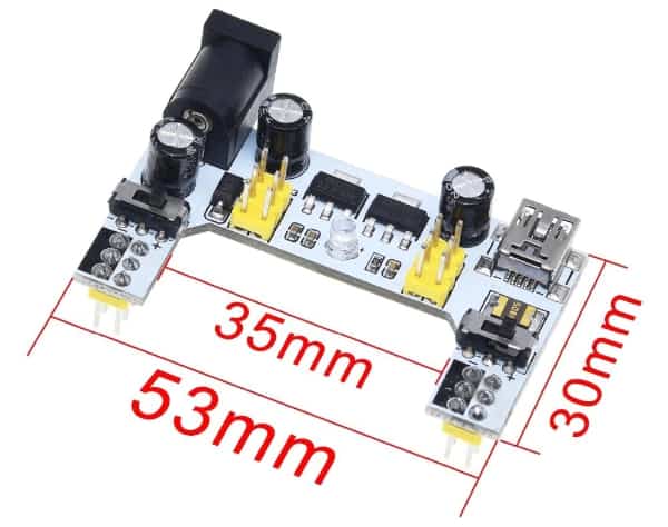 Mini Breadboard Power Supply with 3.3v and 5v Outputs