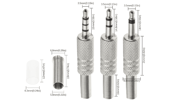 3.5mm Metal Male Plug Dimensions