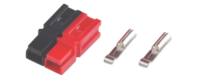 Powerpole connector housing and metal contact parts for assembly