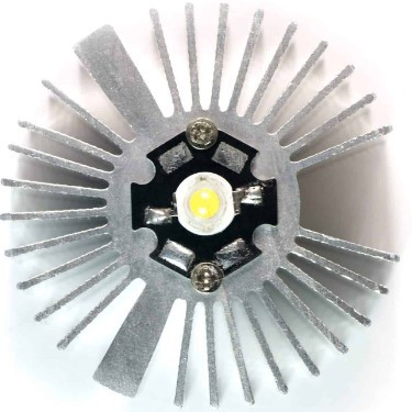 1, 3 or 5 watt LED Mounted to Heatsink