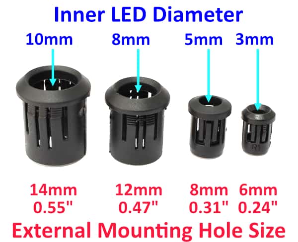 5mm 10mm LED Holders Bezels Black Plastic Kingbright High Quality x 10 3mm 