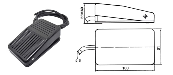 Foot Pedal Switch with 1M Connection Cable